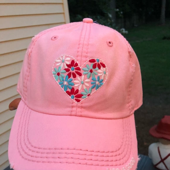 Life is Good pink sun washed baseball hat w/ heart - Picture 11 of 11